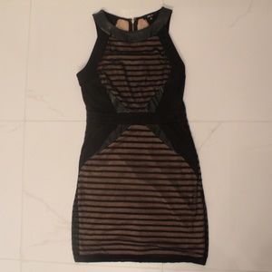 Sexy Striped Leather Mini Dress